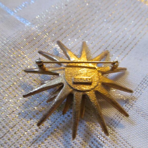STARBURST BOBLEY GOLD STAR BROACH RHINESTONE BALL CENTER BEAUTIFUL SIGNED Vt-At. - Picture 8 of 16
